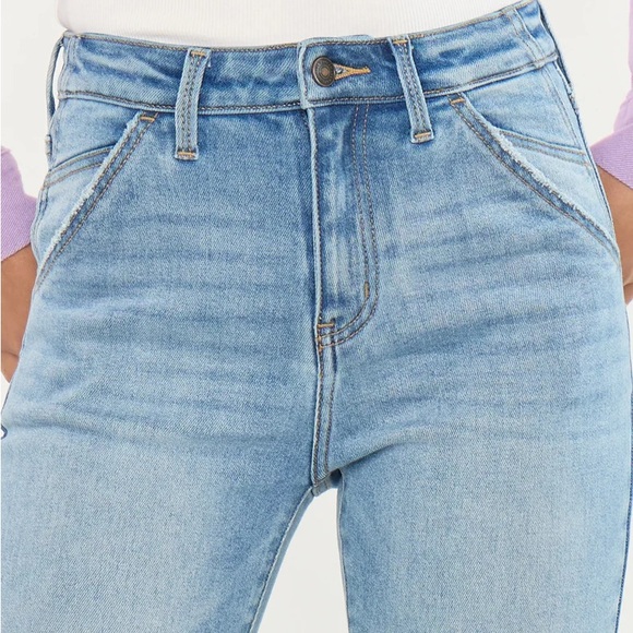 Kancan Aimmes High Rise Flare Jeans Release Hem Slanted Pockets NWT - Picture 3 of 7